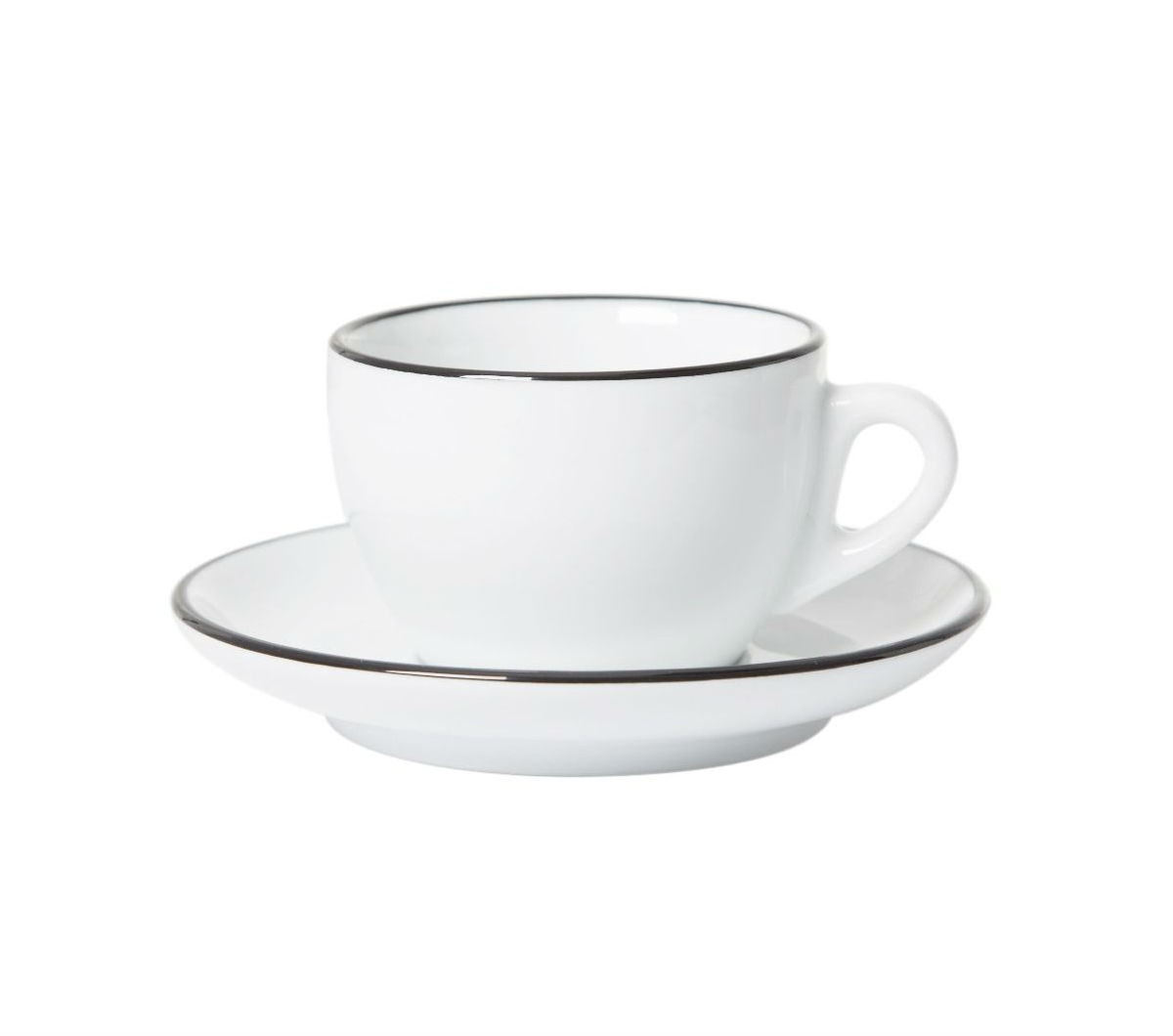 "PALERMO" BLACK RIM Cappuccino Cups 150ml (Competition)